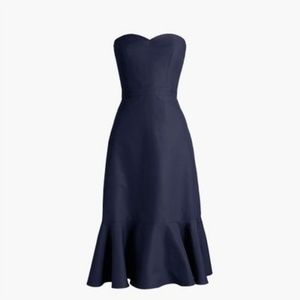 J.Crew Petite Strapless Ruffle-hem Dress in Faille